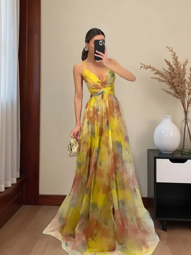 2026 Elegant Backless Mesh Gown